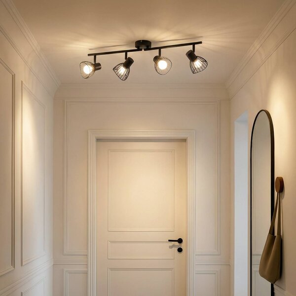 Plafoniera soffitto Piena Lindby, dimmerabile, Nero, Soggiorno / Sala da pranzo, Metallo, Moderno, Plafoniera