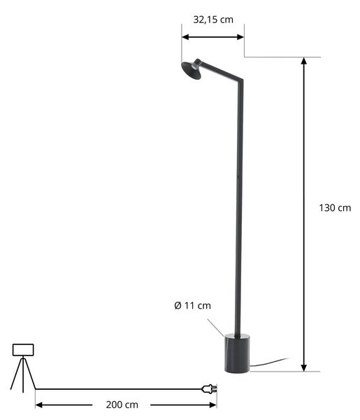 Lampada da terra a LED Steve Lucande, dimmerabile, Nero, Soggiorno / Sala da pranzo, Metallo, Moderno, Lampada LED da terra
