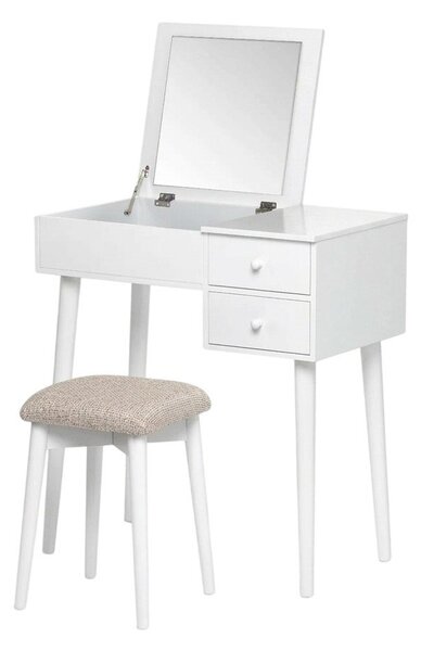 Tavolino da toilette bianco con specchio, portagioie e 2 cassetti Beauty - Bonami Essentials
