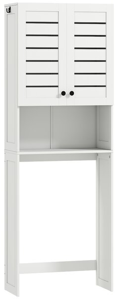 HOMCOM Mobile Sopra WC con Armadietto a 2 Ante e Ripiano Aperto, in Legno Bianco, 67x31.5x190 cm | Aosom Italy
