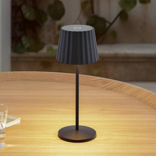 Lindby Lampada da tavolo LED ricaricabile Esali, nera, metallo, IP65 Esali Lindby, dimmerabile, Nero, Soggiorno / Sala da pranzo, Alluminio, Moderno