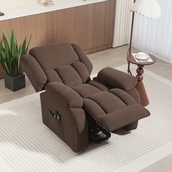 HOMCOM Poltrona relax alzapersona elettrica con funzione massaggio e riscaldamento, 93 x 104 x 100 cm, Marrone | Aosom Italy