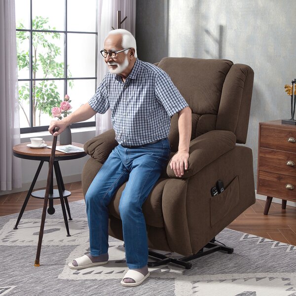 HOMCOM Poltrona relax alzapersona elettrica con funzione massaggio e riscaldamento, 93 x 104 x 100 cm, Marrone | Aosom Italy