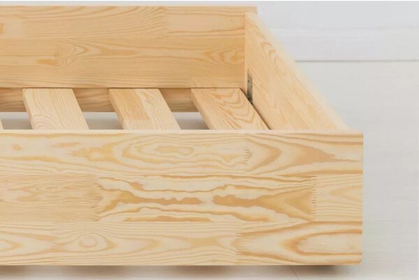 Letto da bambini di colore naturale in pino massiccio con rete inclusa 90x200 cm Roma – Adeko