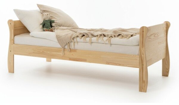 Letto da bambini di colore naturale in pino massiccio con rete inclusa 90x200 cm Roma – Adeko