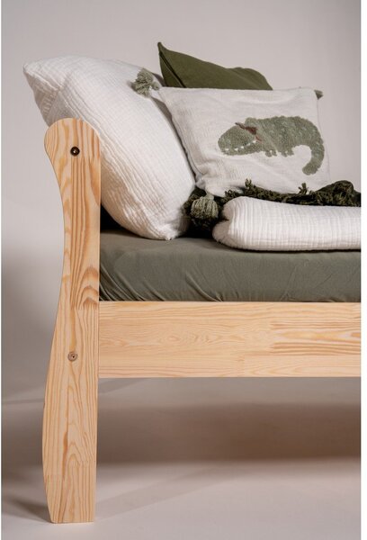 Letto da bambini di colore naturale in pino massiccio con rete inclusa 90x200 cm Roma – Adeko