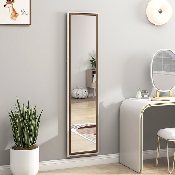 HOMCOM Specchio a Figura Intera con Cornice Bicolore, 157x37 cm, Bianco e Marrone | Aosom Italy