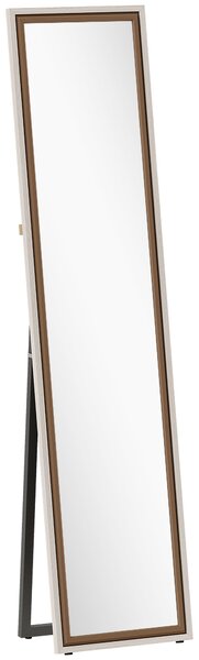 HOMCOM Specchio a Figura Intera con Cornice Bicolore, 157x37 cm, Bianco e Marrone | Aosom Italy