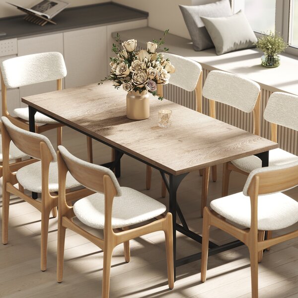 HOMCOM Tavolo da pranzo rettangolare in legno massello, 180x80x75.5cm, Legno | Aosom Italy
