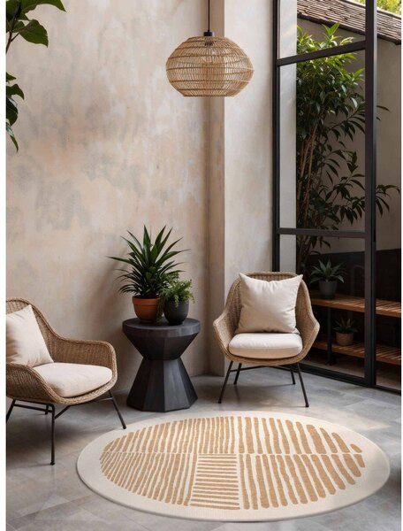 Tappeto da interno/esterno rotondo color crema/di colore naturale ø 200 cm Haringey Bounds – Ted Baker