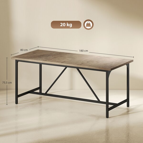 HOMCOM Tavolo da pranzo rettangolare in legno massello, 180x80x75.5cm, Legno | Aosom Italy