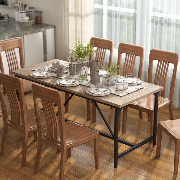 HOMCOM Tavolo da pranzo rettangolare in legno massello, 180x80x75.5cm, Legno | Aosom Italy