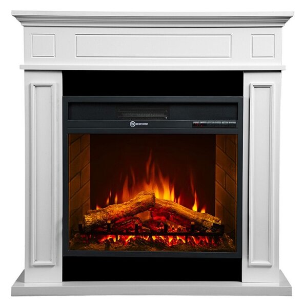 Camino elettrico caminetto da terra JEFFERSON in legno Bianco L 89,5 x H90,5 x P28