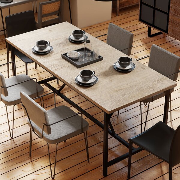 HOMCOM Tavolo da pranzo rettangolare in legno massello, 180x80x75.5cm, Legno | Aosom Italy