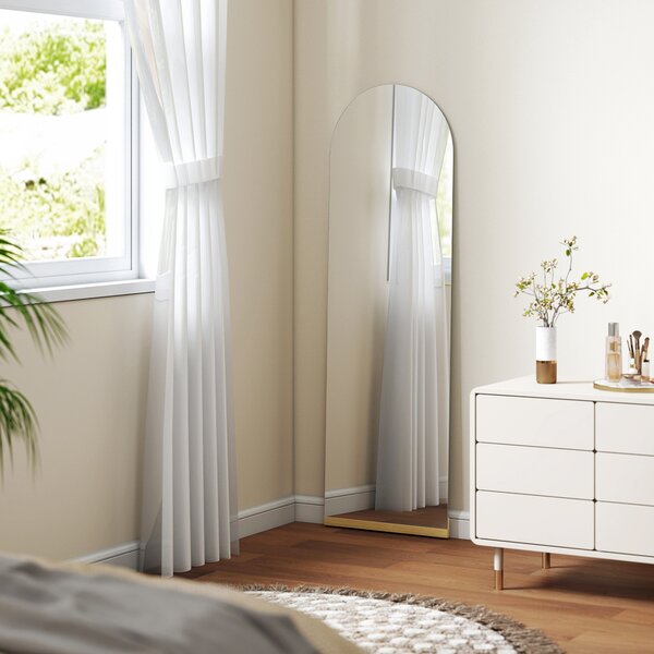 HOMCOM Specchio da Terra a Figura Intera senza Cornice, con Base in Legno, 160x50 cm, Trasparente | Aosom Italy