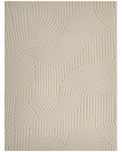 HOMCOM Tappeto da soggiorno con disegni geometrici, soffice e antiscivolo, 160 x 120 cm, Crema | Aosom Italy