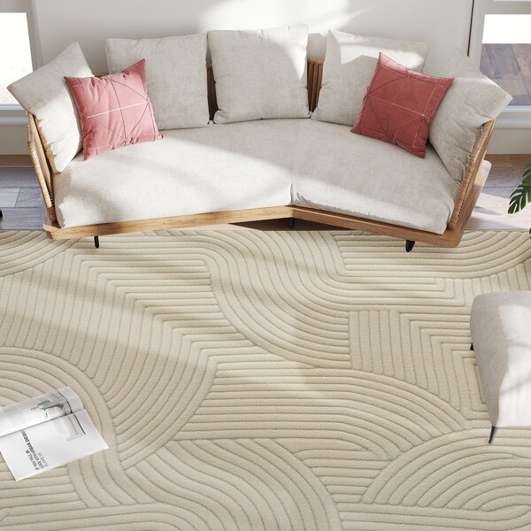 HOMCOM Tappeto da soggiorno con disegni geometrici, soffice e antiscivolo, 160 x 120 cm, Crema | Aosom Italy