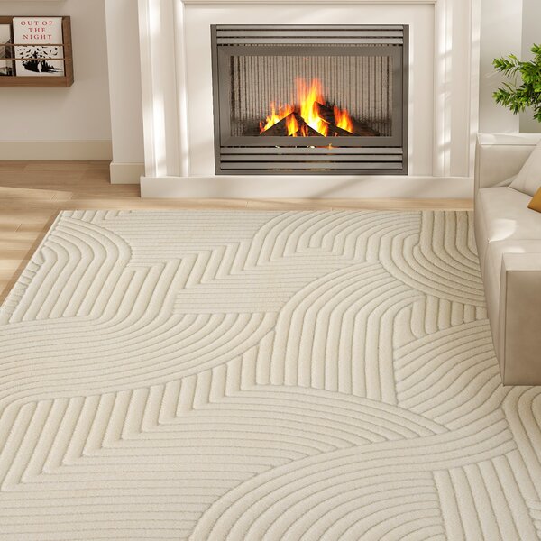 HOMCOM Tappeto da soggiorno con disegni geometrici, soffice e antiscivolo, 160 x 120 cm, Crema | Aosom Italy