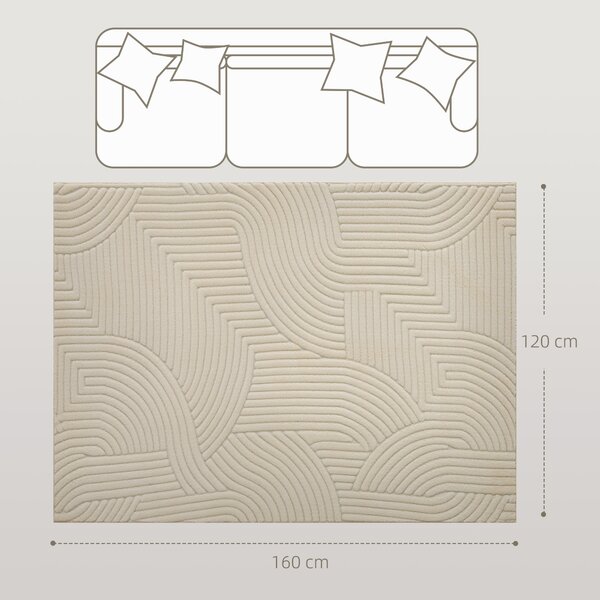 HOMCOM Tappeto da soggiorno con disegni geometrici, soffice e antiscivolo, 160 x 120 cm, Crema | Aosom Italy