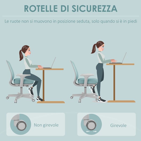 Vinsetto Sedia da Ufficio Ergonomica ad Altezza Regolabile con Schienale Traspirante, 55x48x82.5-94.5 cm, Verde Chiaro | Aosom Italy