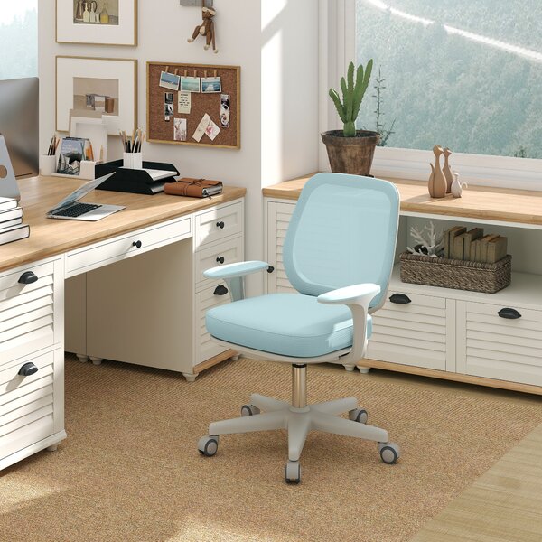 Vinsetto Sedia da Ufficio Ergonomica ad Altezza Regolabile con Schienale Traspirante, 55x48x82.5-94.5 cm, Verde Chiaro | Aosom Italy
