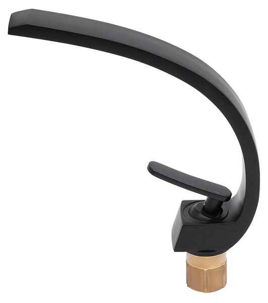 Rubinetto da cucina/lavello - Miscelatore monocomando - Bocca orientabile a 360° - Montaggio su piano di lavoro - Ottone - Cartuccia in Vetroceramica - Nero