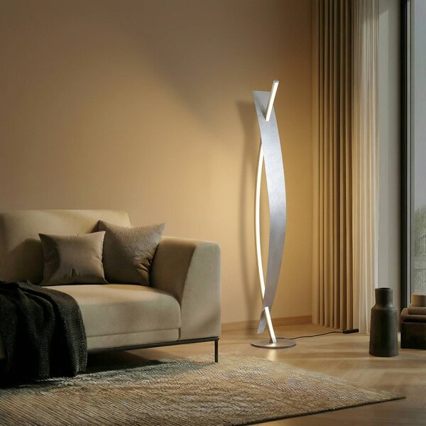 Lampada da terra a LED Marija Lucande, dimmerabile, Cromo / Argento, Soggiorno / Sala da pranzo, Metallo, Moderno, Lampada LED da terra
