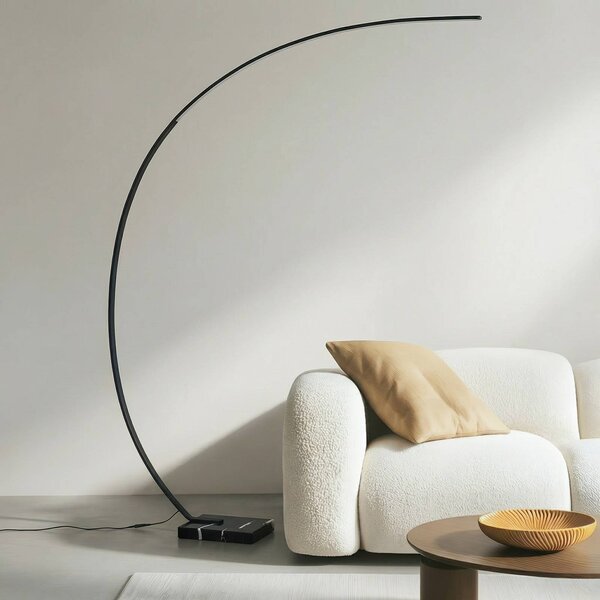 Lampada ad arco Kendra Lindby, dimmerabile, Nero, Soggiorno / Sala da pranzo, Metallo, Moderno, Lampada da terra