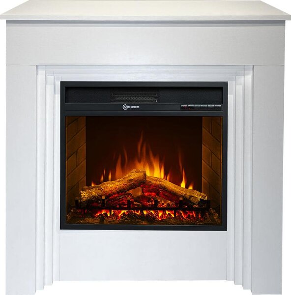 Camino elettrico caminetto da terra BELLINI in legno Bianco Italy L96 x P35 x H96