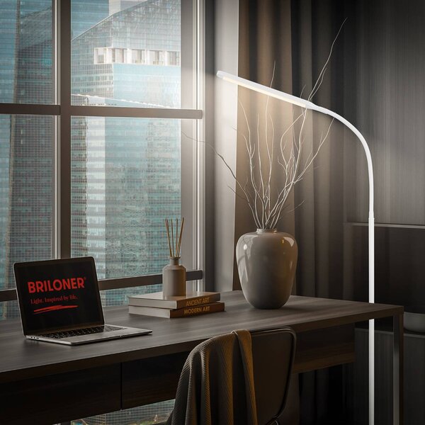 Briloner Lampada da terra a LED Mura, dimmerabile, Bianco / Opale, Soggiorno / Sala da pranzo, Plastica, Moderno, Lampada LED da terra