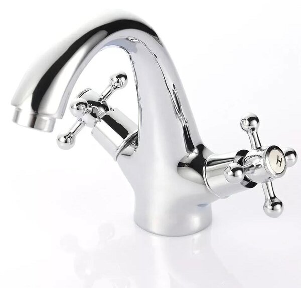Rubinetto retrò antico - Rubinetto per lavabo - Montaggio a vista - Corpo in metallo - Valvola interna in acciaio inossidabile - Attacco da 1,27 cm - Argento