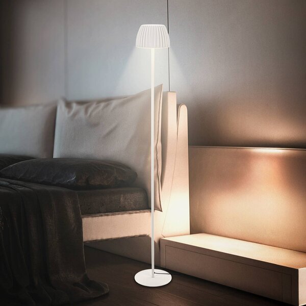 Briloner Lampada da terra a LED Loca, dimmerabile, Bianco / Opale, Soggiorno / Sala da pranzo, Metallo, Moderno, Lampada LED da terra