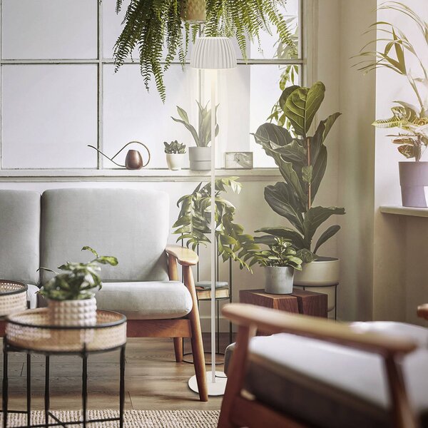 Briloner Lampada da terra a LED Loca, dimmerabile, Bianco / Opale, Soggiorno / Sala da pranzo, Metallo, Moderno, Lampada LED da terra