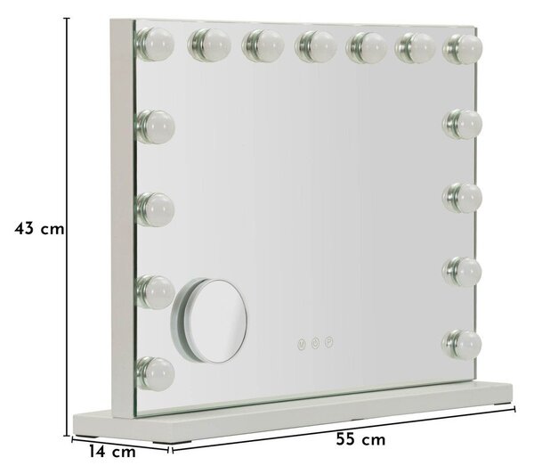 Specchio da parete con illuminazione/con ripiano 55x43 cm Hollywood – Mauro Ferretti