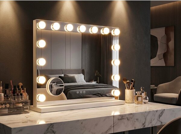 Specchio da parete con illuminazione/con ripiano 55x43 cm Hollywood – Mauro Ferretti