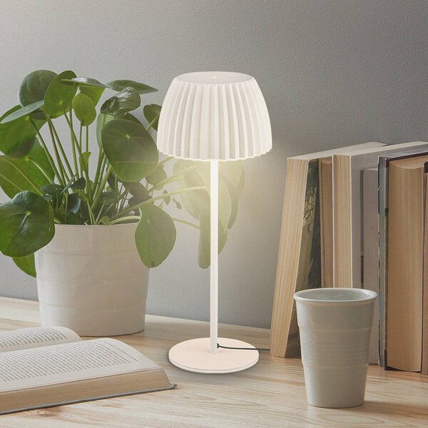 Briloner Lampada da tavolo a LED Loca, dimmerabile, Bianco / Opale, Soggiorno / Sala da pranzo, Metallo, Moderno, Lampada da tavolo LED