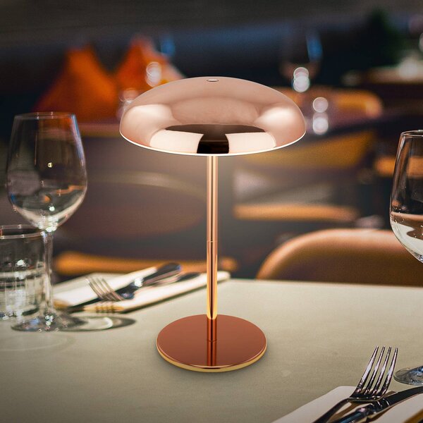 Briloner Lampada LED da tavolo ricaricabile Brilo unplugged Caxa, color rame dimmerabile, Rame, Metallo
