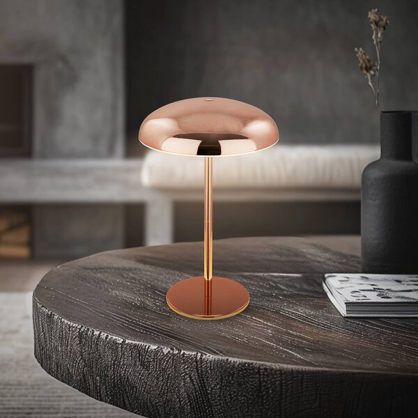 Briloner Lampada LED da tavolo ricaricabile Brilo unplugged Caxa, color rame dimmerabile, Rame, Metallo