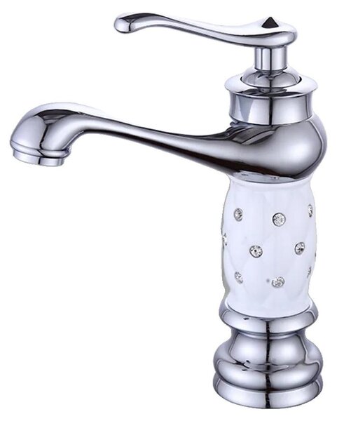 Rubinetto per lavabo, materiale in rame, altezza del beccuccio 15 cm, montaggio a vista, temperatura regolabile, valvola con nucleo in Vetroceramica