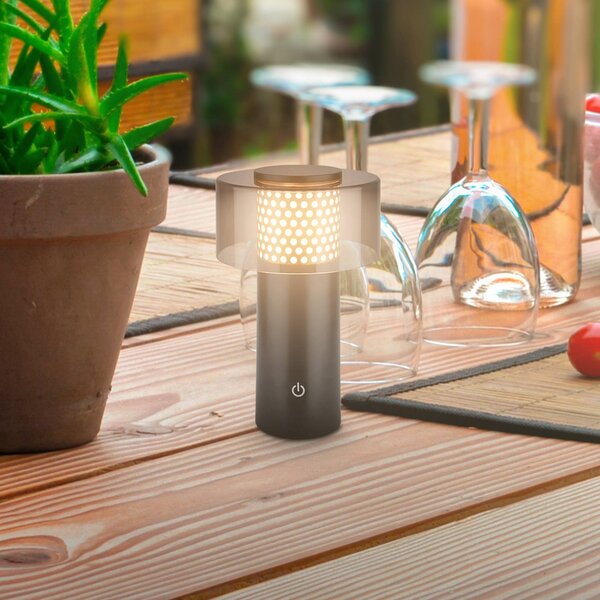 Briloner Lampada LED da tavolo a batteria Brilo unplugged Gila, oro/nero 21 cm dimmerabile, Nero, Metallo, Moderno