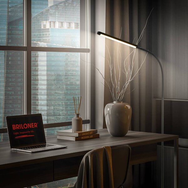 Briloner Lampada da terra a LED Mura, dimmerabile, Nero, Soggiorno / Sala da pranzo, Plastica, Moderno, Lampada LED da terra