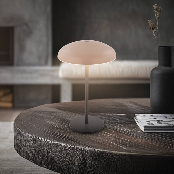 Briloner Lampada LED da tavolo ricaricabile Brilo unplugged Caxa, beige/antracite dimmerabile, Nero, Metallo