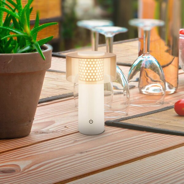 Briloner Lampada LED da tavolo a batteria Brilo unplugged Gila, marrone/grigio, 21 cm dimmerabile, Alluminio / Grigio / Zincato, Metallo, Moderno