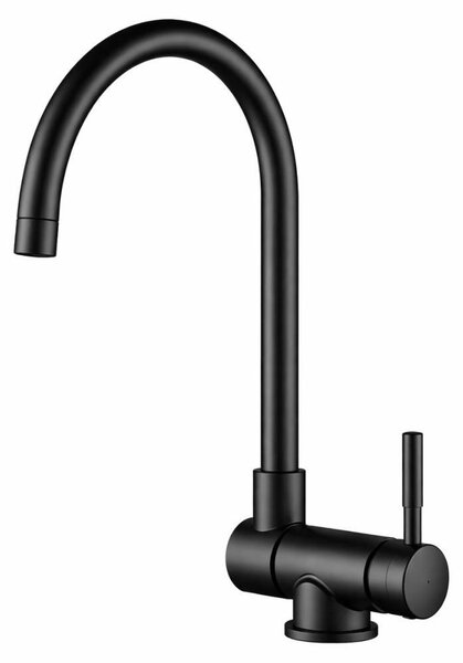 Aquanello. Miscelatore da cucina in acciaio inossidabile massiccio, con erogatore orientabile, colore nero, modello BL-1012-FM