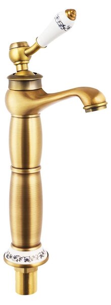 Rubinetto da bagno vintage - Rubinetto per lavabo - Bocca alta - Ottone - Cartuccia in Vetroceramica - Miscelatore caldo/freddo - Montaggio a vista - G3/8 - Oro