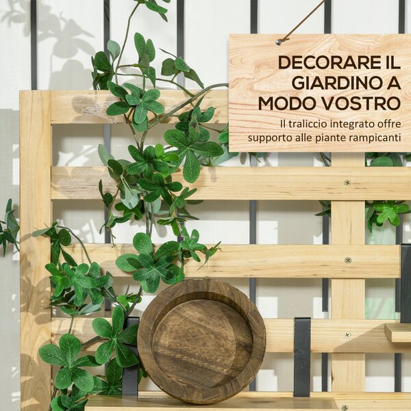 Outsunny Cassapanca da Giardino con Traliccio e 4 Ripiani in Legno con Chiusura Magnetica, 80x45x160 cm | Aosom Italy