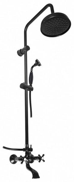 Slezák-RAV Miscelatore per bagno MORAVA RETRO con soffione e doccetta, Colore: nero opaco, Dimensioni: 150 mm