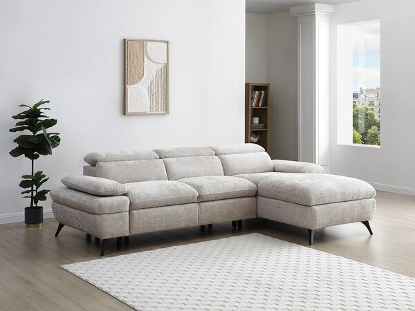 Divano letto in Tessuto testurizzato Beige - Angolo a destra - SURDELI