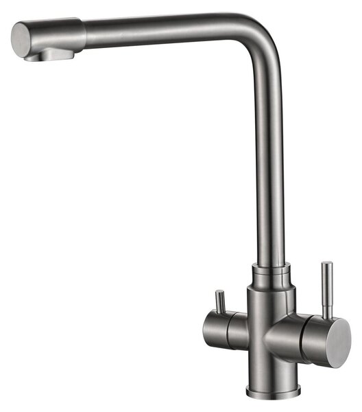 Rubinetto da cucina in acciaio inossidabile Aquanello Limpia Massiver, a tre vie, con sistema di filtraggio dell'acqua, modello SS-1600-LP