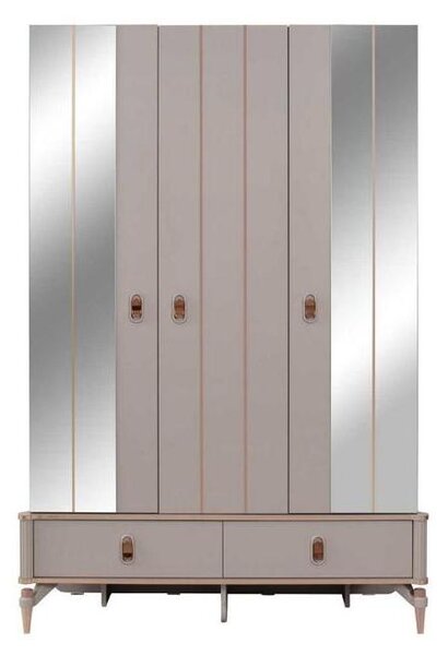 Armadio Armadio per bambini Armadio in legno Armadio beige Specchio